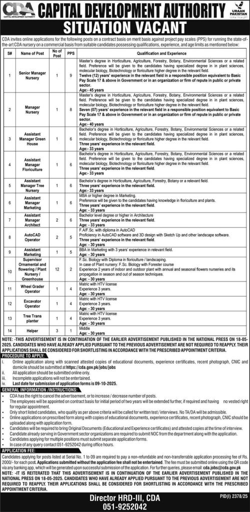 Capital Development Authority Jobs 2025