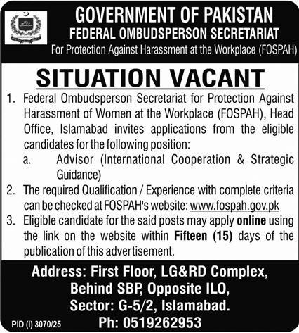 Federal Ombudsperson Secretariat Jobs 2025