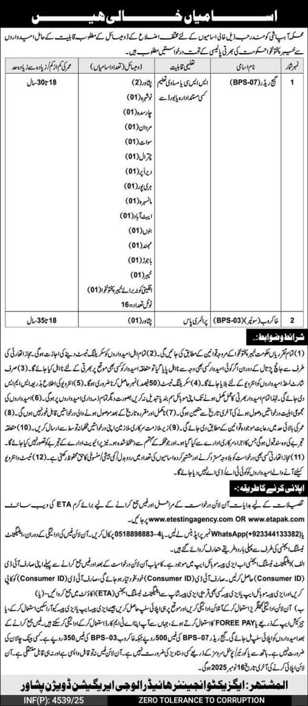 The Irrigation Department Jobs 2025