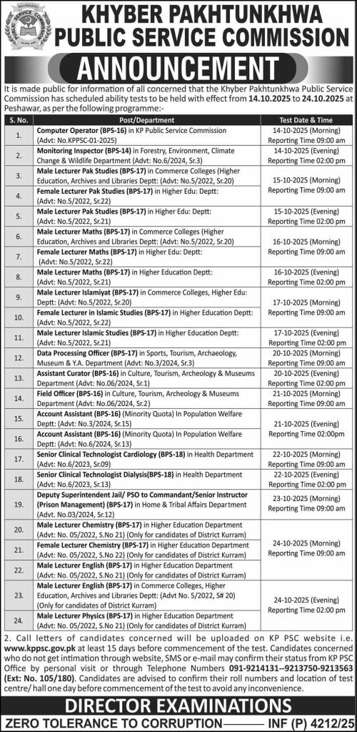 Khyber Pakhtunkhwa Public Service Commission Jobs 2025