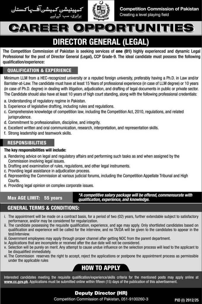 Competition Commission of Pakistan Jobs 2025
