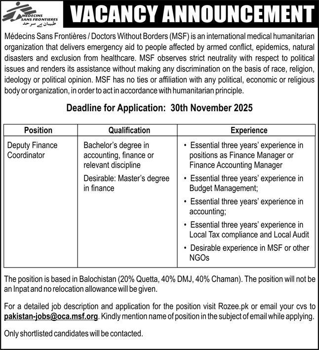 Medecins Sans Frontieres / Doctors Without Borders (MSF) Jobs 2025