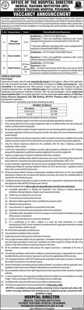 Khyber Teaching Hospital Peshawar Jobs 2025